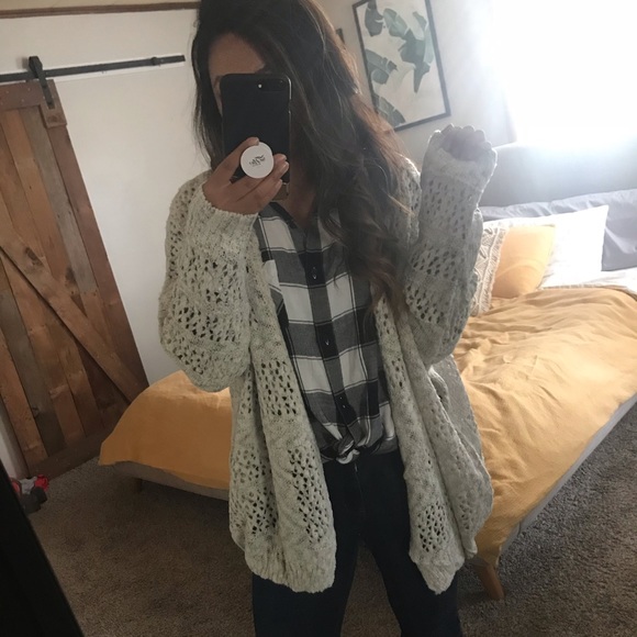 >>LAST<< Emerson Oversized Knit Cardi - Gray/Ivory - Picture 7 of 7